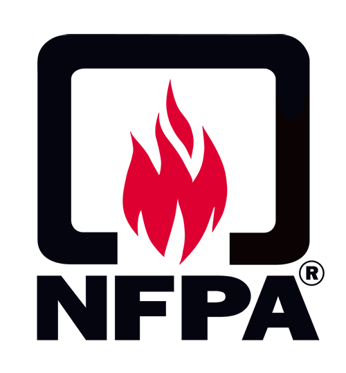 NFPA logo representing NFPA 780 lightning protection standards followed by Lightning Safety Solutions for safe, code-compliant installations.